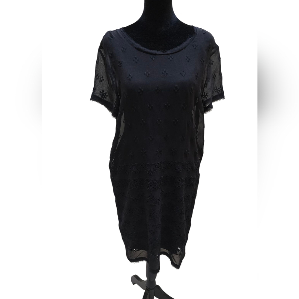 DKNY Black Lace Slip Dress With Overlay Small Petite